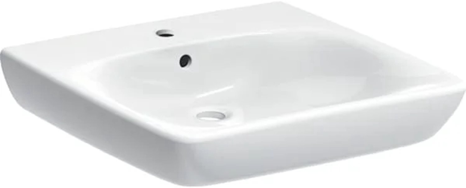 Geberit Renova Comfort wastafel barrièrevrij: 60x55cm, kraangat=midden, overloop=zichtbaar, symmetrisch, wit, 501988001