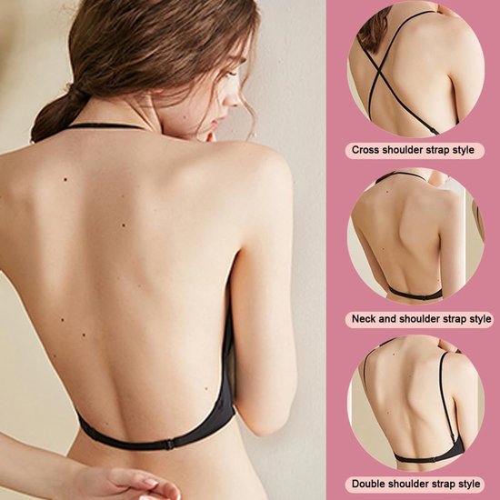 BH Push Up BH Lage Rug Bras Diepe V-hals Plunge Backless BH Multiway Strap Convertible BH Draad Lifting BH Microvezel Strap BH — afbeelding 3