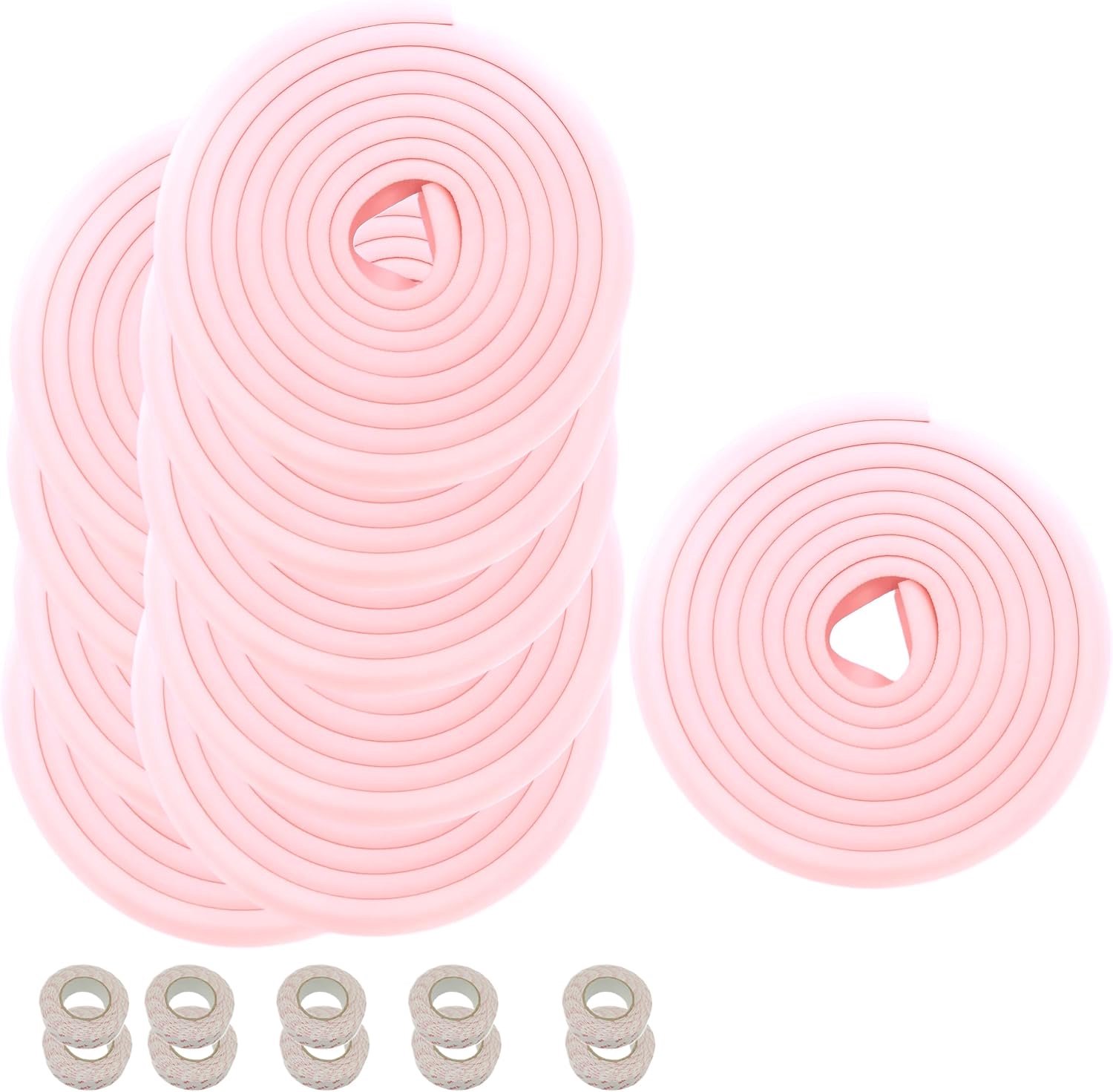 Randbescherming, L-vormig schuimkussen, extra dik, spons-tafelrandkussen, hoekkussen, randbescherming, anti-botsing, babykinderen, bumper, roze, 50 meter (10 x 5 m)