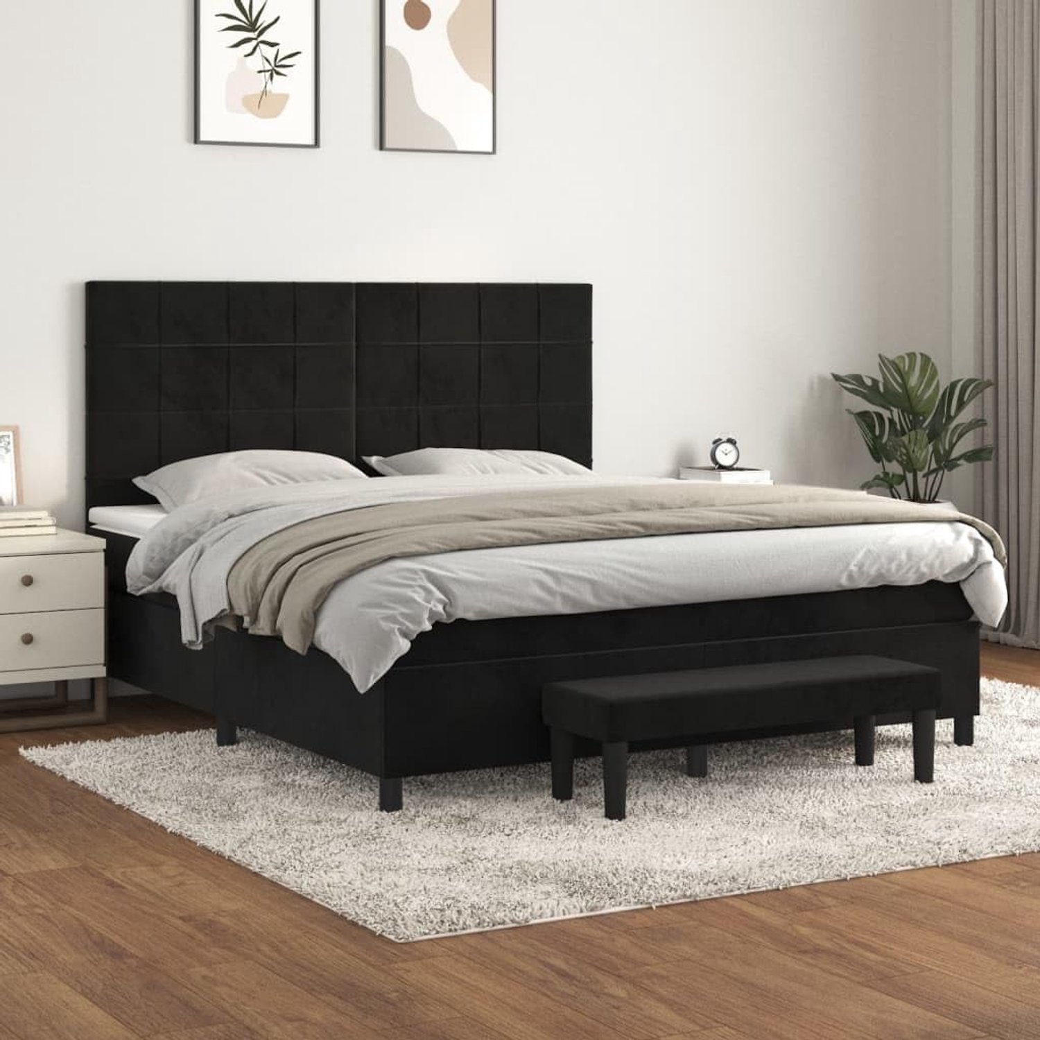 Boxspringbed Verstelbaar hoofdbord Pocketvering 180x200 Zwart