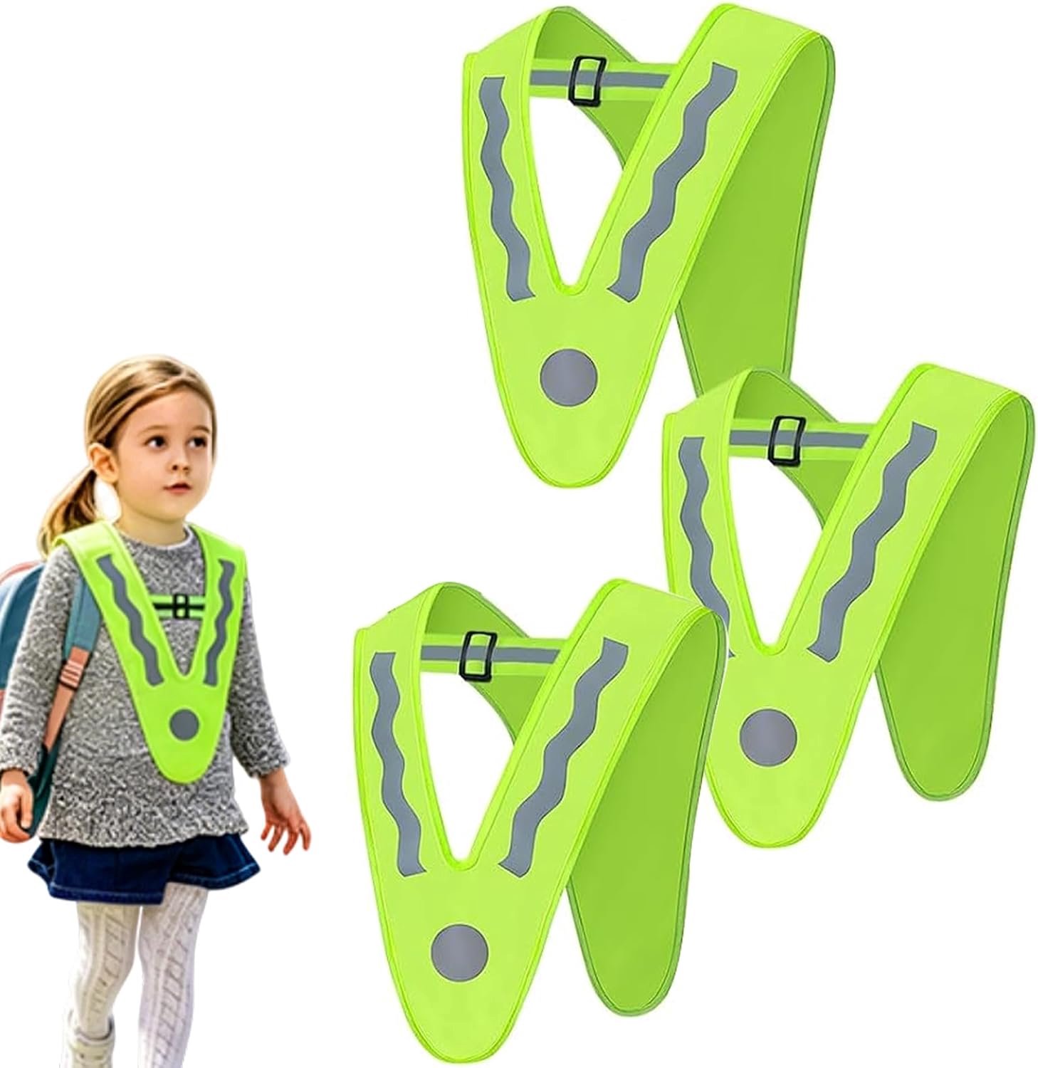 Reflecterende vesten voor kinderen, veiligheidsvesten met hoge zichtbaarheid en elastische band om uitglijden te voorkomen, goede zichtbaarheid, voor sport, hardlopen