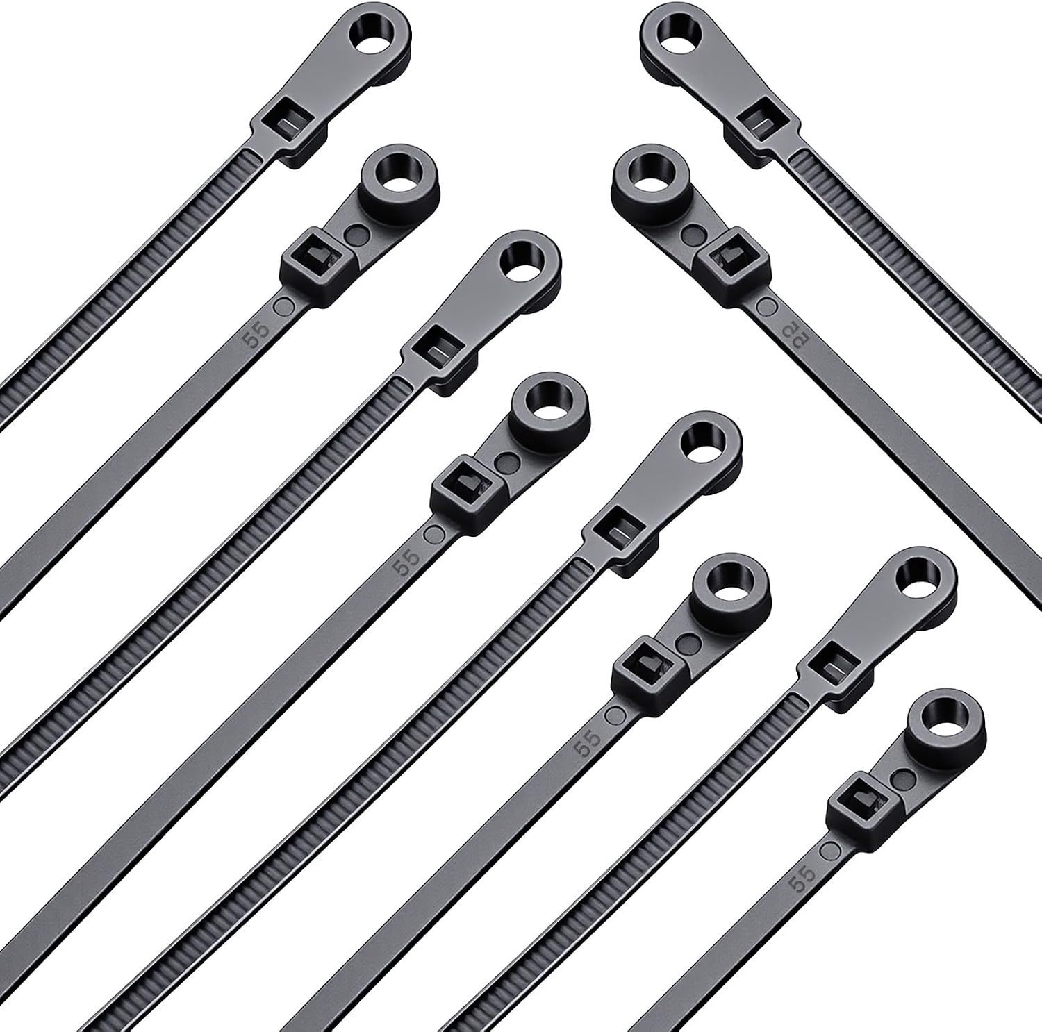 100 Stuks Veilige Kabelbinders met Lussen, 20cm Zelfsluitende Nylon Kabelbinders voor Koud Weer, Multifunctionele Kabelbeheer Oplossing met Schroefgat