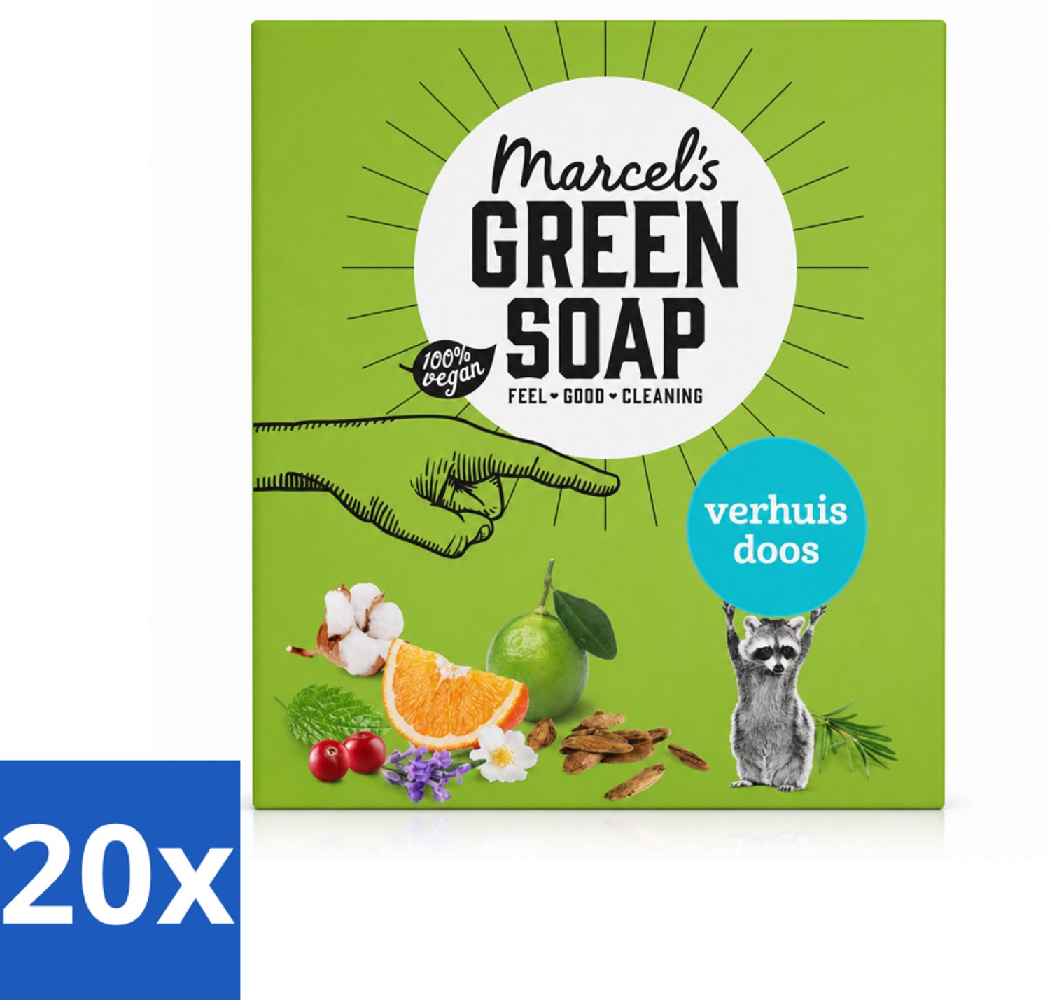 20 x Marcel's Green Soap - Verhuisdoos - Duurzaam Schoonmaken - Natuurlijke verzorging - 8 Zeepjes - Voordeelverpakking - 20 stuks