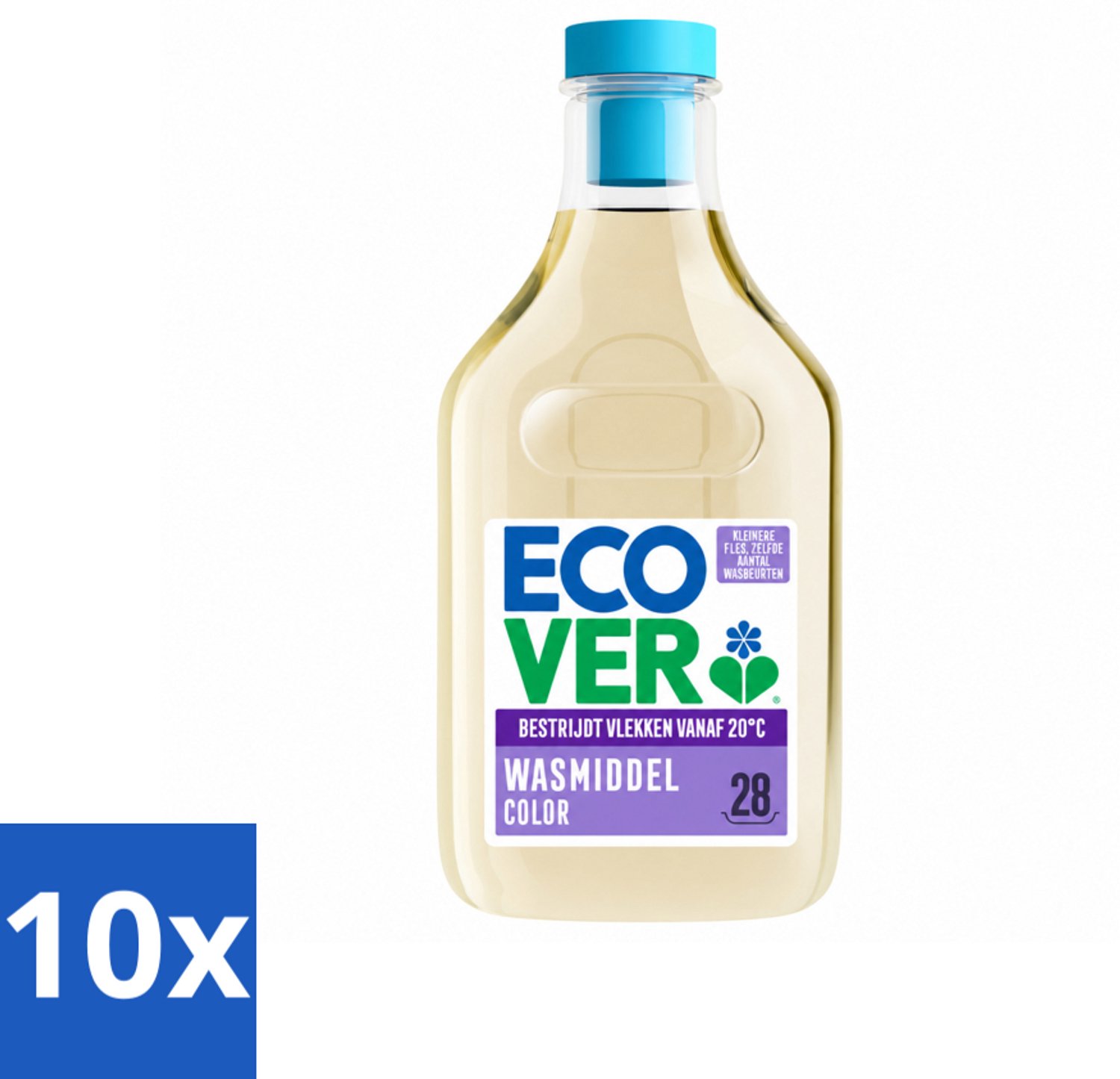 10 x Ecover - Vloeibaar wasmiddel - Color - Appelbloesem & Freesia - 1 liter - 28 wasbeurten - Voordeelverpakking - 10 stuks
