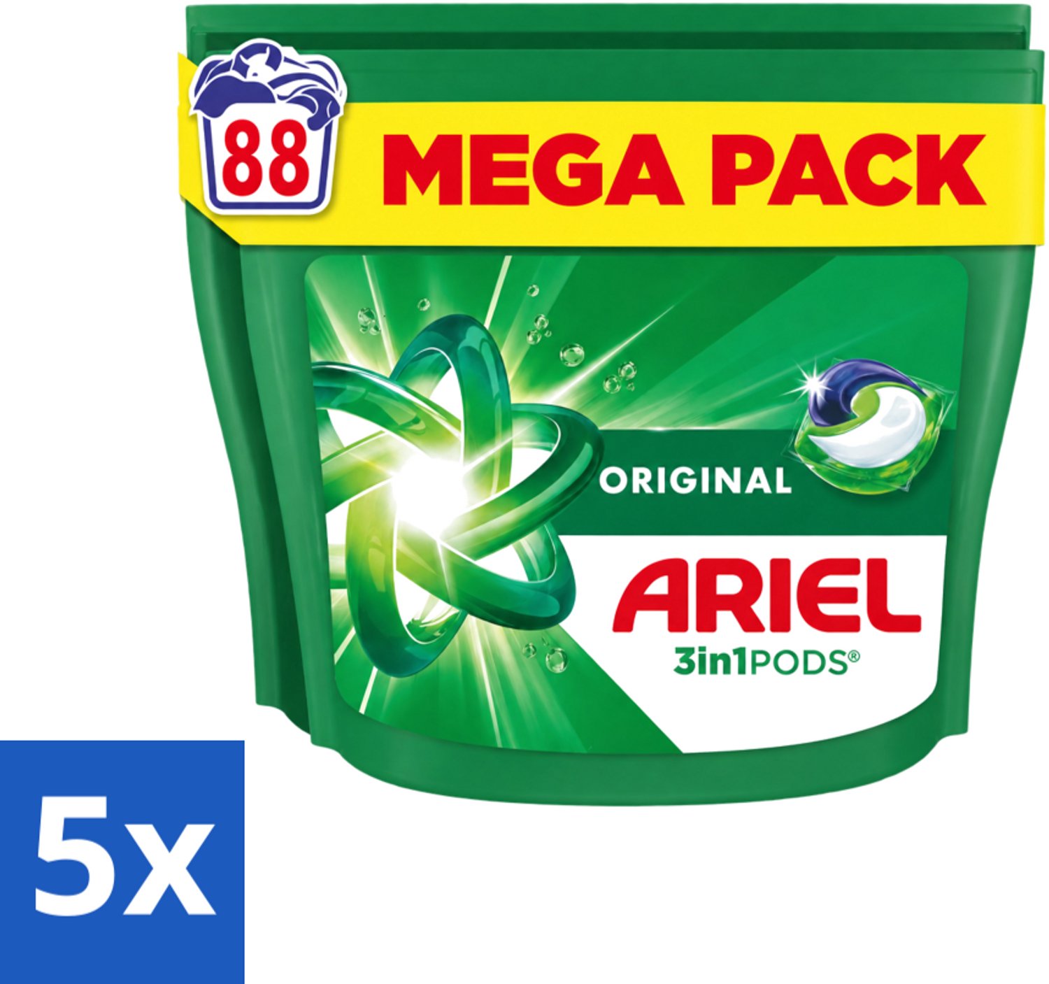 5 x Ariel - 3in1 Wasmiddel Pods - Original - 88 Pods - Voordeelverpakking - 5 stuks