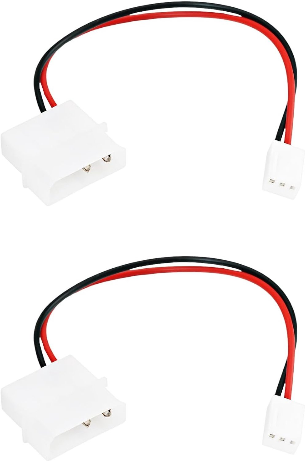 2 stuks compatibel met Molex 4-pins mannelijk naar 3-pins ventilator vrouwelijke adapterkabel 2 draden voor pc-ventilator en ventilatorhub