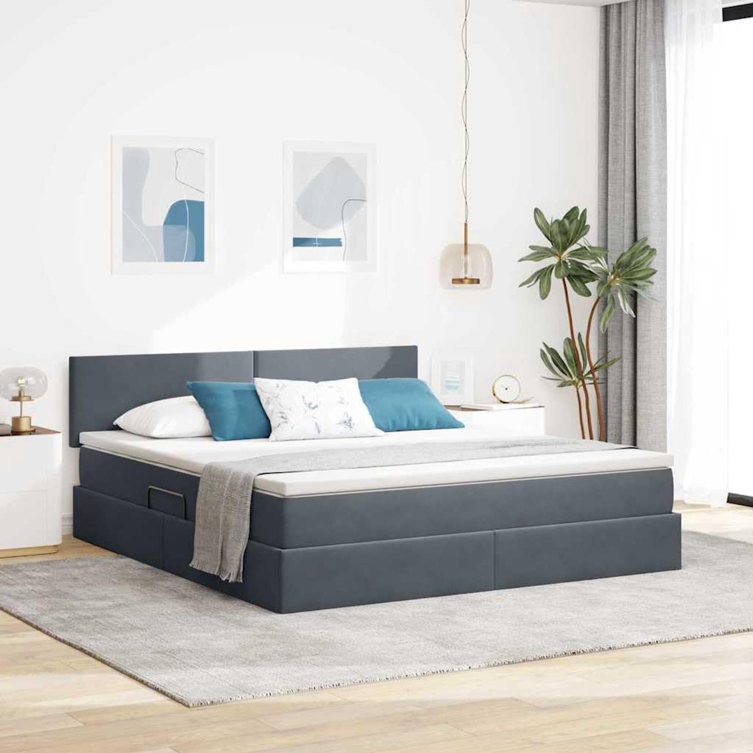 Opbergbed met hydraulische lift Moderne stijl Donkergrijs 180x200