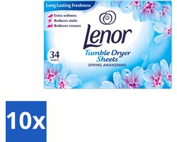 10 x Lenor - Droogtrommeldoekjes - Spring Awakening - 34 Doekjes - Voordeelverpakking - 10 stuks