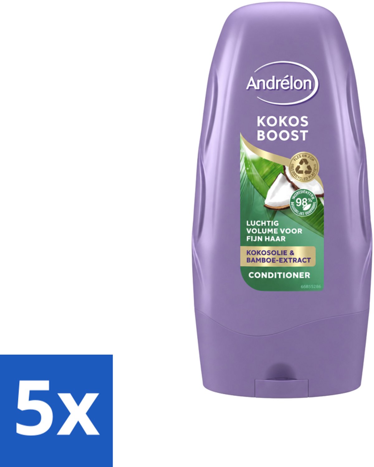 5 x Andrélon - Kokos Boost - Conditioner - Intensieve Voeding - 250 ml - Voordeelverpakking - 5 stuks