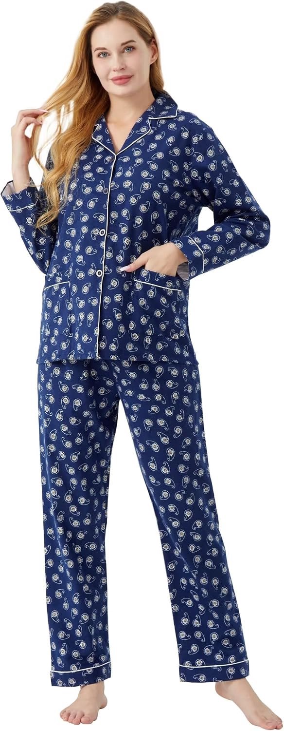 Katoenen flanellen pyjama voor vrouwen 100% katoen flanel pyjama set zachte PJS gezellige dames loungewear