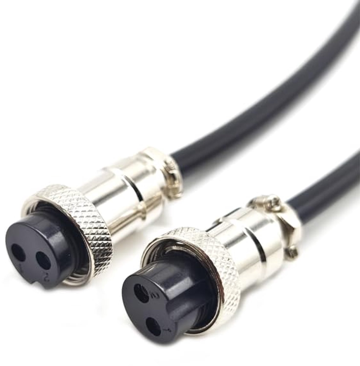 2-pins kabel dubbele vrouwelijke kop luchtvaartcordset, GX16 2-pins paneelbevestiging metalen luchtvaartconnectorkabel vrouwelijk naar vrouwelijke adapterkabel (1 meter)