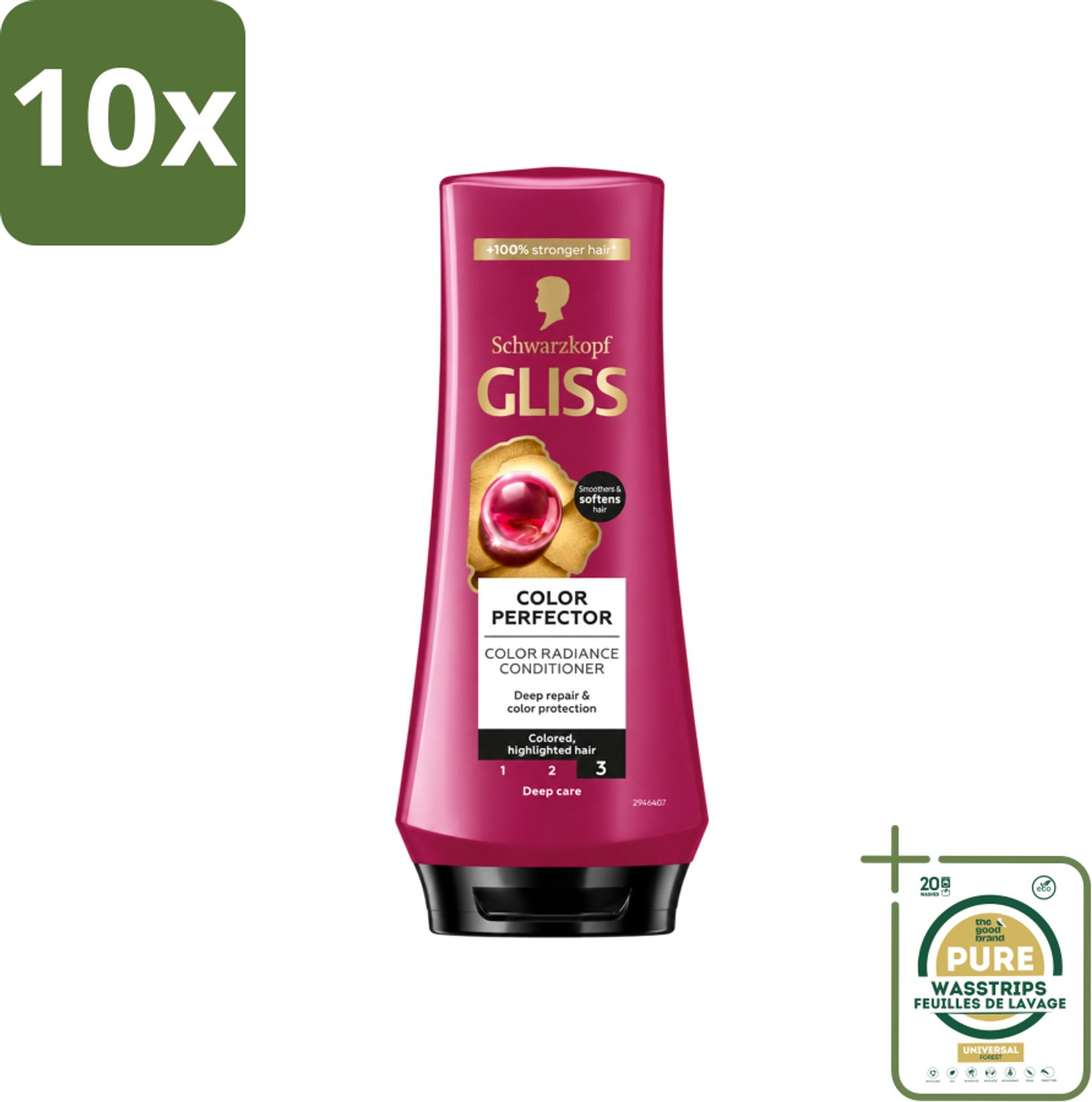 10 x Gliss - Hair Repair - Conditioner voor Kleurbehoud en Glans - 200 ml - Wasstrips - Kleurbehoud Haar - Glans Haar - Haar Verzorging - Haar Reparatie - Geverfd Haar
