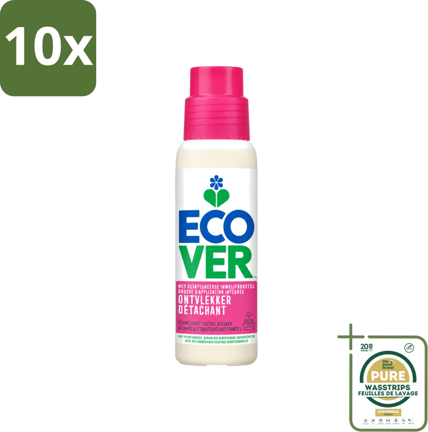 10 x Ecover - Ontvlekkingsmiddel - 200 ml - Wasstrips - Vlekken Verwijderen - Natuurlijke Reiniging - Ontvlekkingsmiddel - Kleding Reinigen - Vlekken Op Kleding