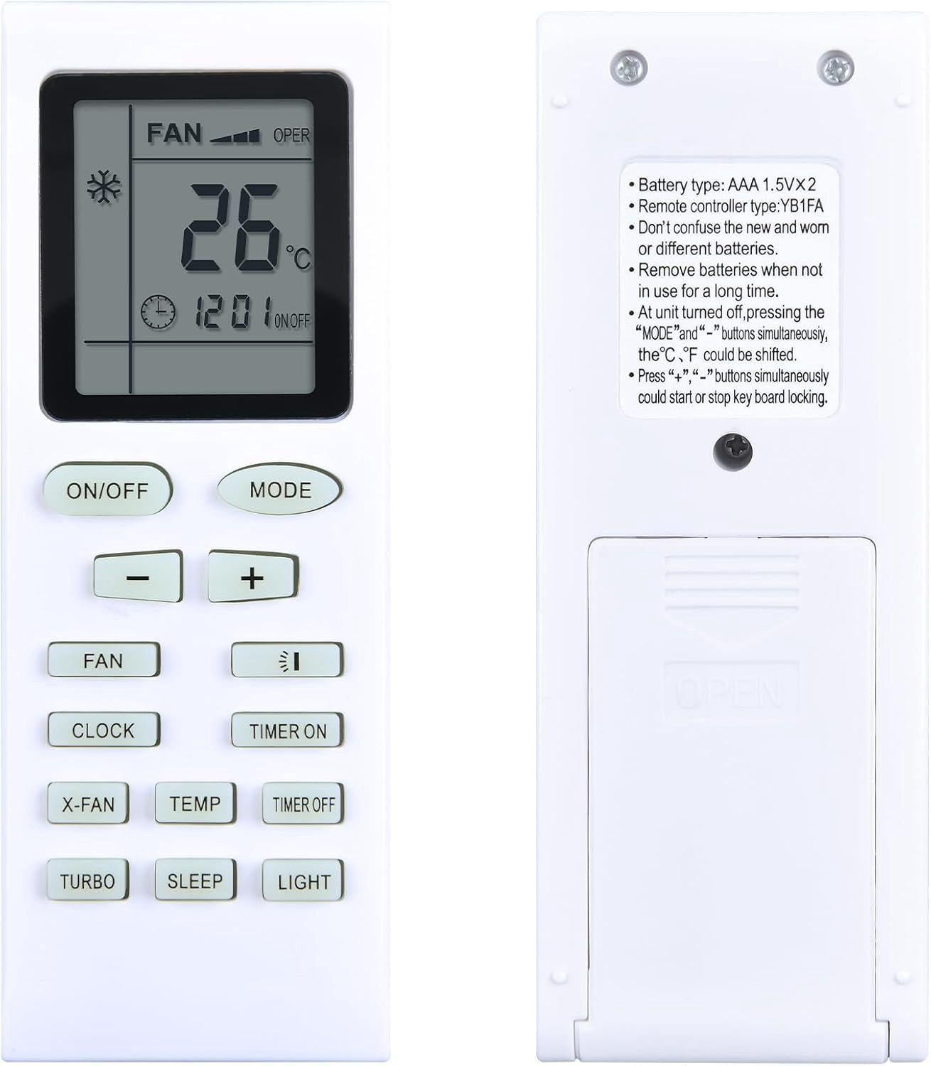 Vervangende afstandsbediening geschikt voor Gree airconditioning YB1FA YB1F2 YB1F YB1FAF YB1F2F YBOF YB1A21 YB0F YCEC12 YCDC12 YCDC12 YCDC12 KTGL001