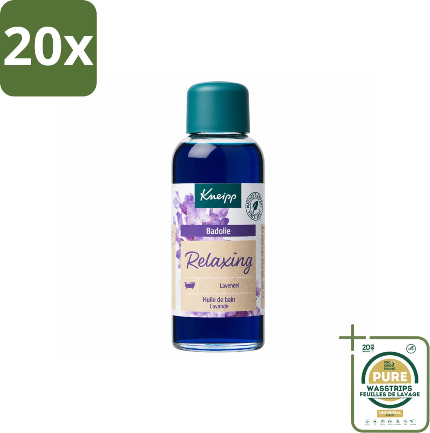 20 x Kneipp - Badolie - Lavendel - Ontspannende geur - 100 ml - Wasstrips - Badolie Lavendel - Ontspanning - Rustgevende Geur - Huidverzorging - Natuurlijke Badolie
