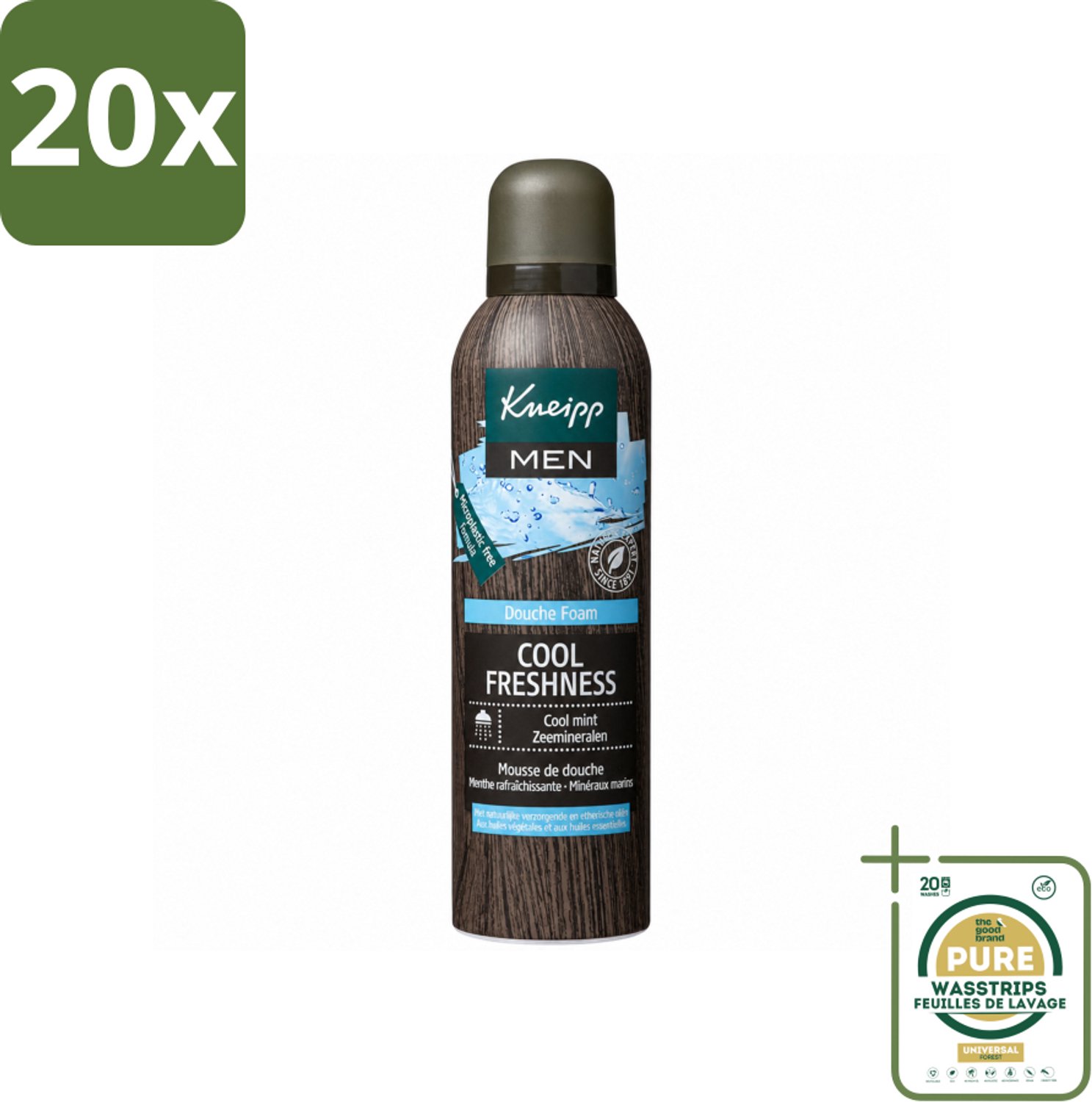20 x Kneipp - Douche schuim - Men Cool Freshness - Frisse geur - 200 ml - Wasstrips - Douche Schuim Mannen - Frisse Geur - Natuurlijke Ingrediënten - Huid Verzorging - Schuim Voor Douche