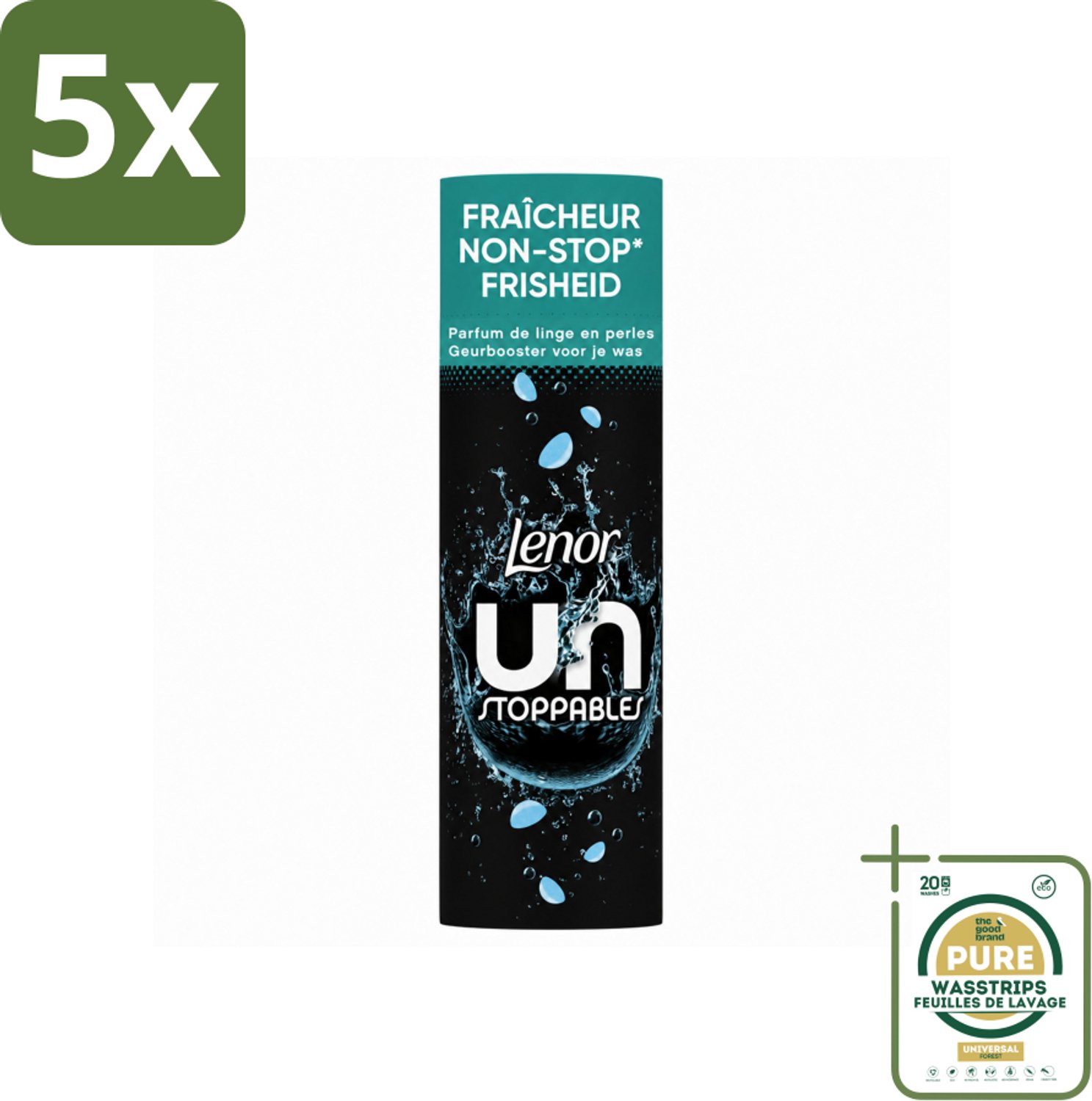 5 x Lenor Unstoppables - Geurbooster - Fris - Non-Stop Frisheid - 19 Wasbeurten - Wasstrips - Geurbooster - Frisheid - Wasgeur - Wasmiddel - Wasgeurbooster