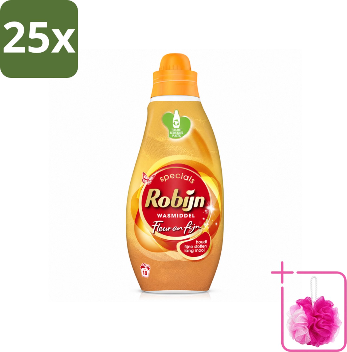 25 x Robijn Specials - Fleur & Fijn - Vloeibaar Wasmiddel - 18 Wasbeurten - Bulkverpakking - Fijne was - Douchemop - Wasmiddel