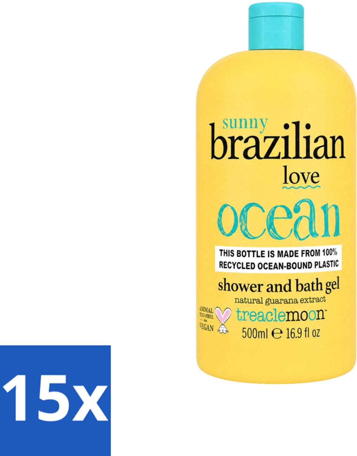 15 x Treaclemoon – Bad- & Douchegel – Brazilian Love – 500 ml - Voordeelverpakking - 15 stuks