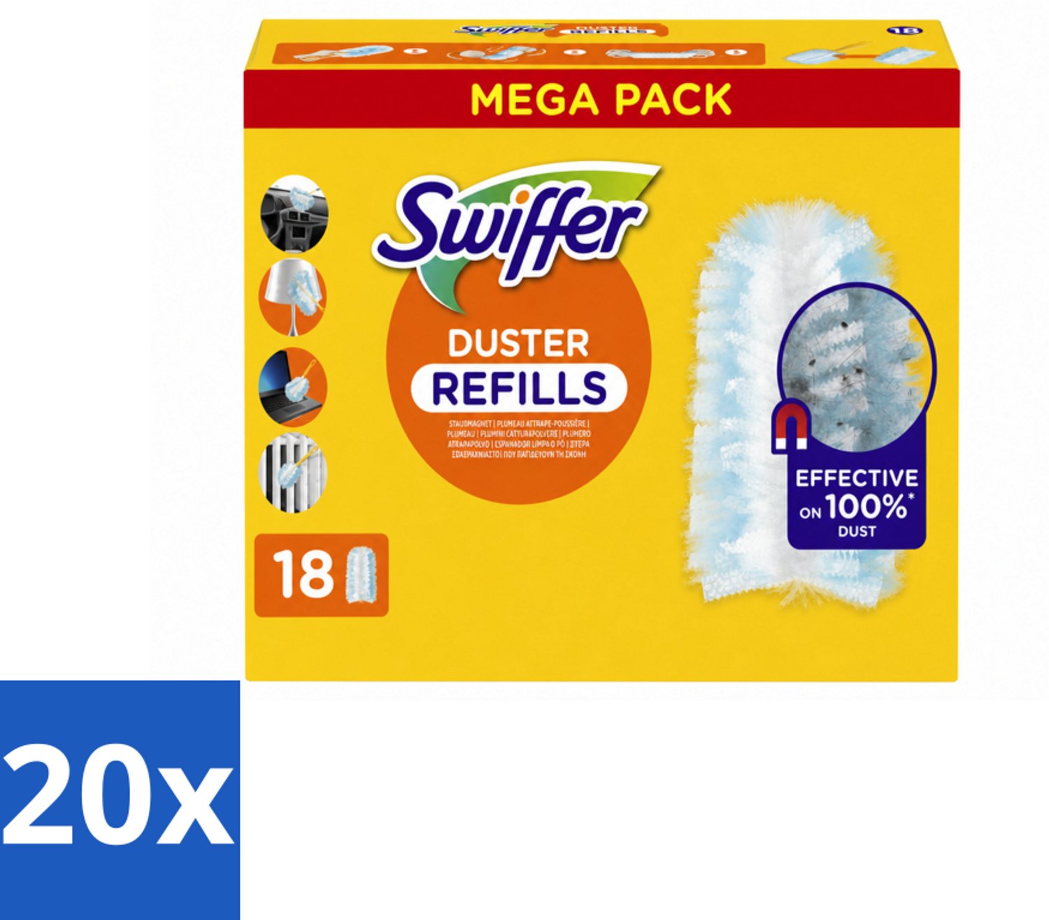 20 x Swiffer - Duster – Voor Stofwisser – 18 navullingen - Voordeelverpakking - 20 stuks