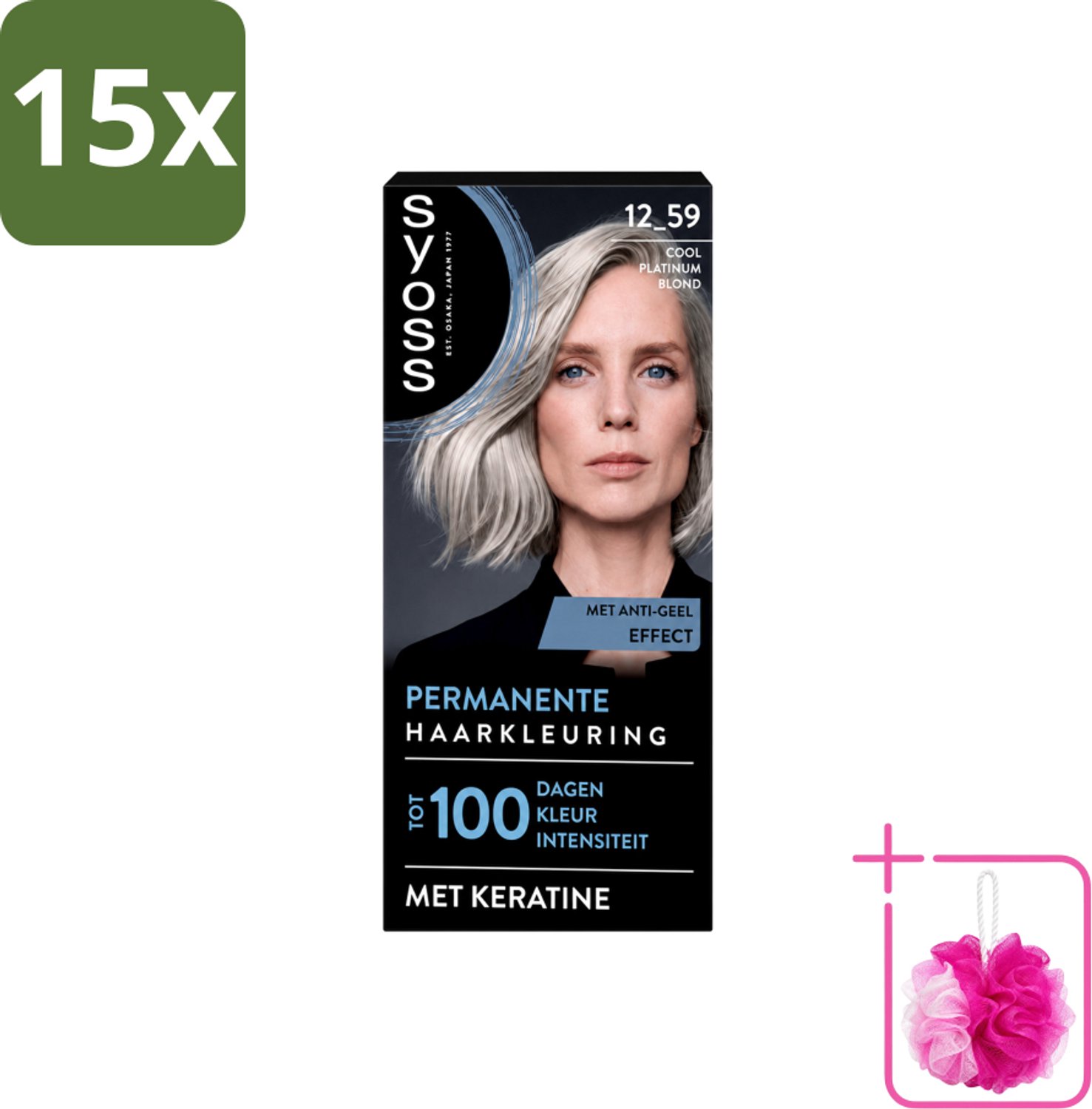 15 x SYOSS - Coloration 12-59 Cool Platinum Blond - Haarverf - Grijsdekking - Vermindert Haarbreuk - Bulkverpakking - Permanente haarkleuring - Douchemop - Haarkleur