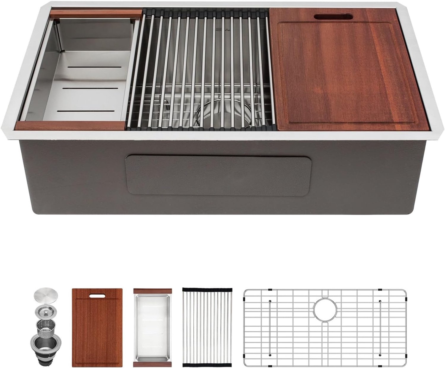 33 Onderbouw Aanrecht - 33" x 19" Onderbouw Spoelbak Ledge Werkstation Diepe Enkele Kom 16 Gauge R10 Strakke Radius RVS Aanrecht Wastafel