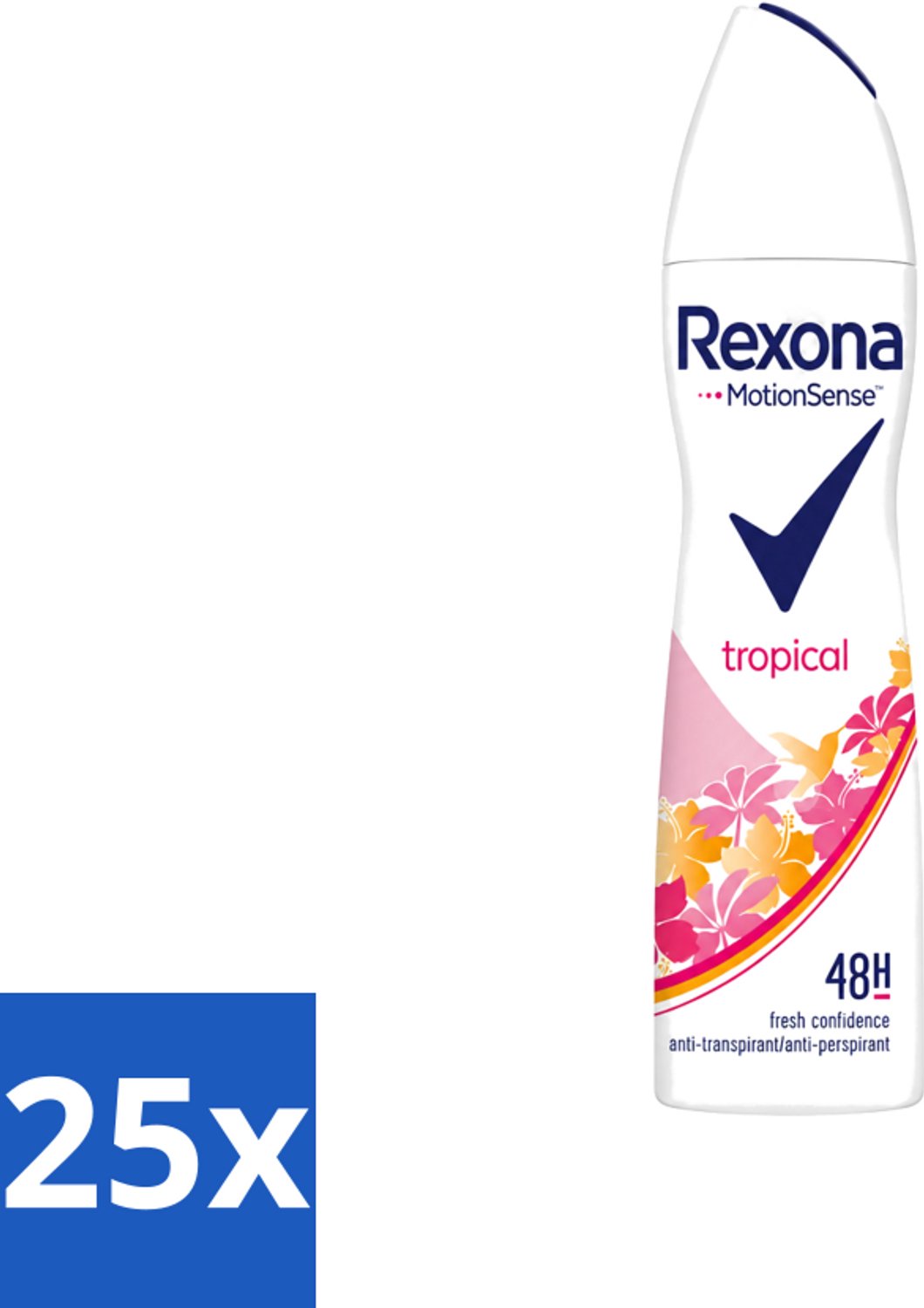 25 x Rexona - Deodorant Spray - Motion Sense - Tropical - Anti-Transpirant & Perspirant - 150ml - Voordeelverpakking - 25 stuks