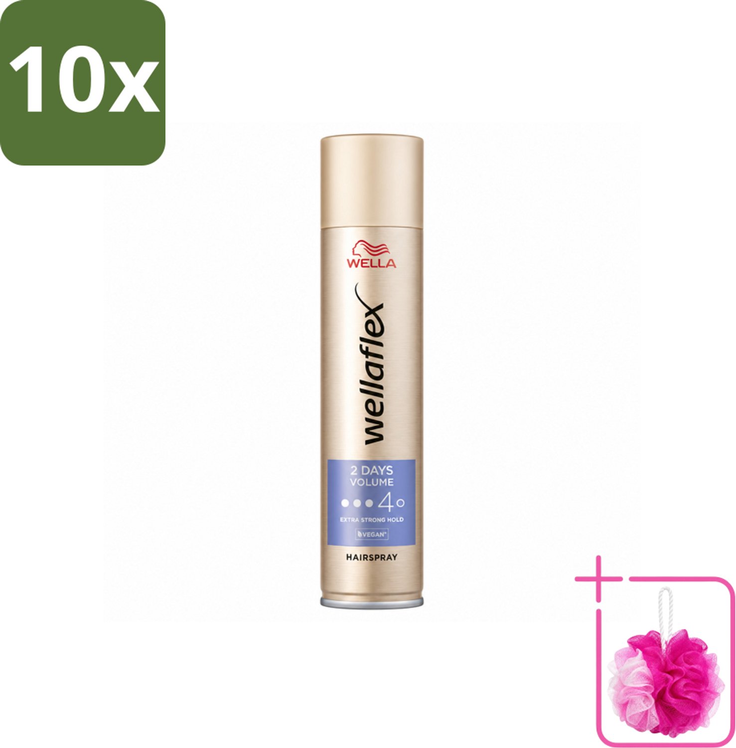 10 x Wella – Flex 2 Days Volume – Haarspray Extra Strong – 400 ml - Bulkverpakking - Haarspray - Douchemop - Volume