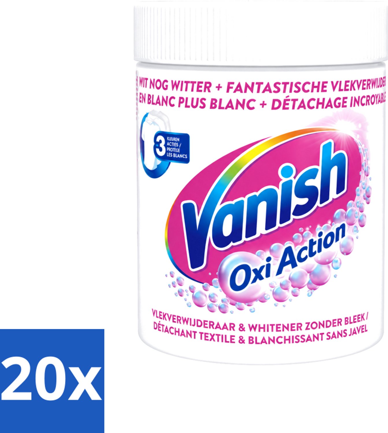 20 x Vanish Oxi Action - Vlekkenverwijderaar Poeder - Zonder Bleek - Witte Was - 550 Gram - Voordeelverpakking - 20 stuks