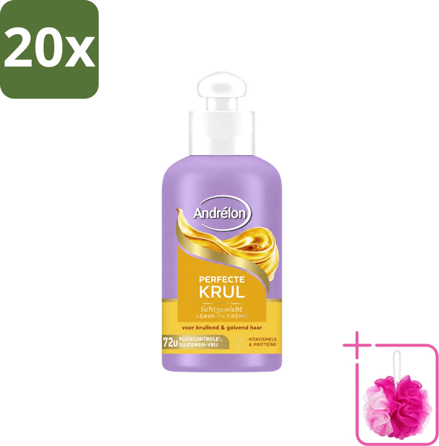 20 x Andrélon – Leave-In Crème – Perfecte Krul – 200 ml - Bulkverpakking - Krullen verzorgen - Douchemop - Krullen definiëren