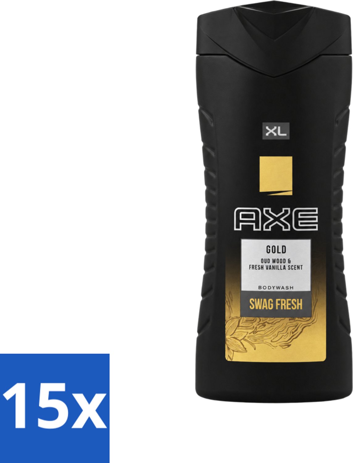 15 x Axe XL - Douchegel - Gold - Oud Wood & Fresh Vanilla - Swag Fresh - 400 ml - Voordeelverpakking - 15 stuks