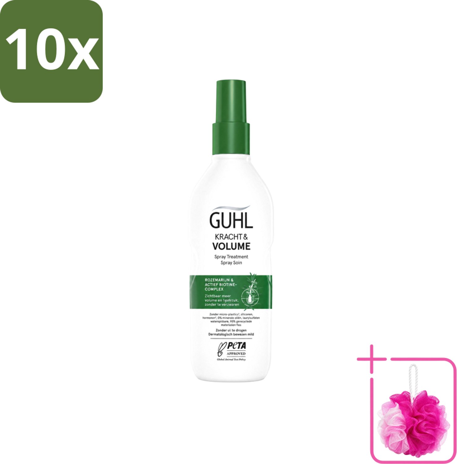 10 x Guhl – Spray Treatment – Kracht & Volume – 150 ml - Bulkverpakking - Haarversterking - Douchemop - Volumeboost