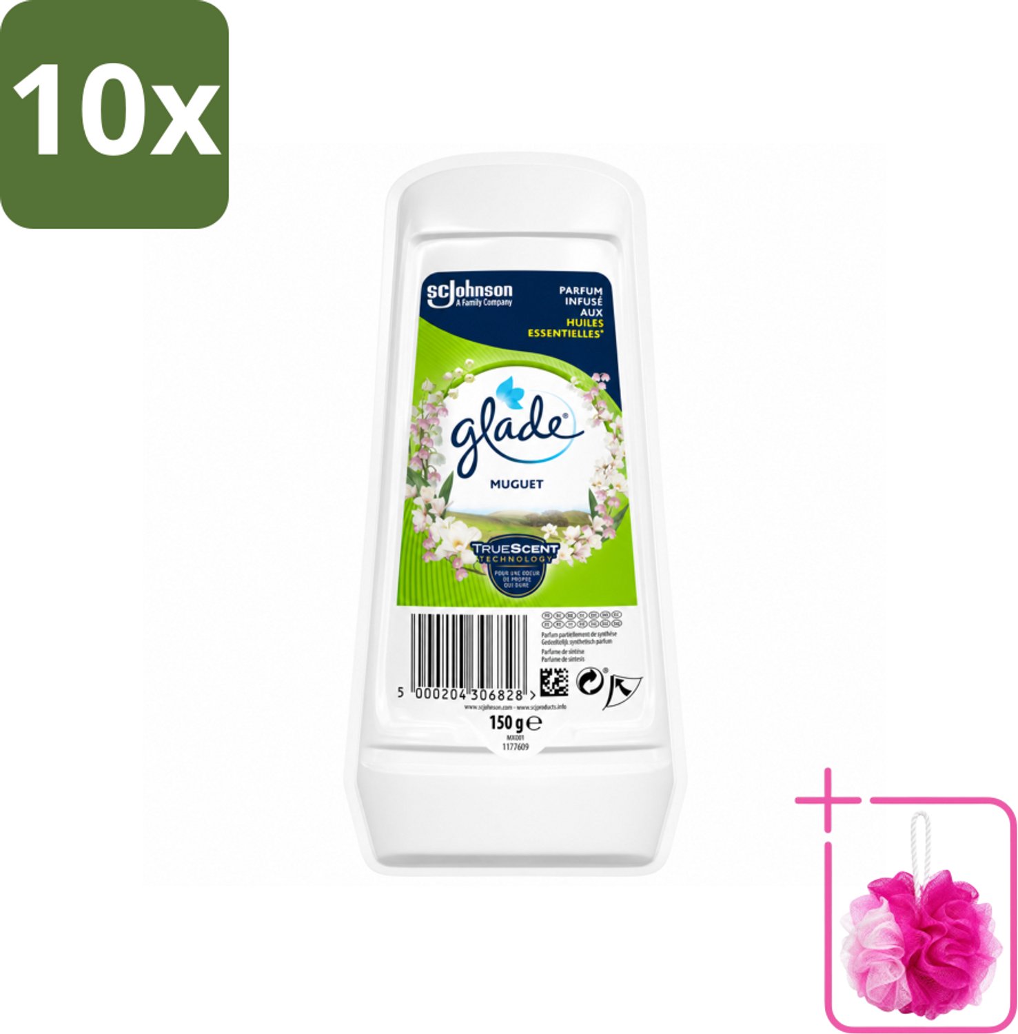 10 x Glade – Luchtverfrisser Gel – Muguet – 150 g - Bulkverpakking - Luchtverfrisser - Douchemop - Geur