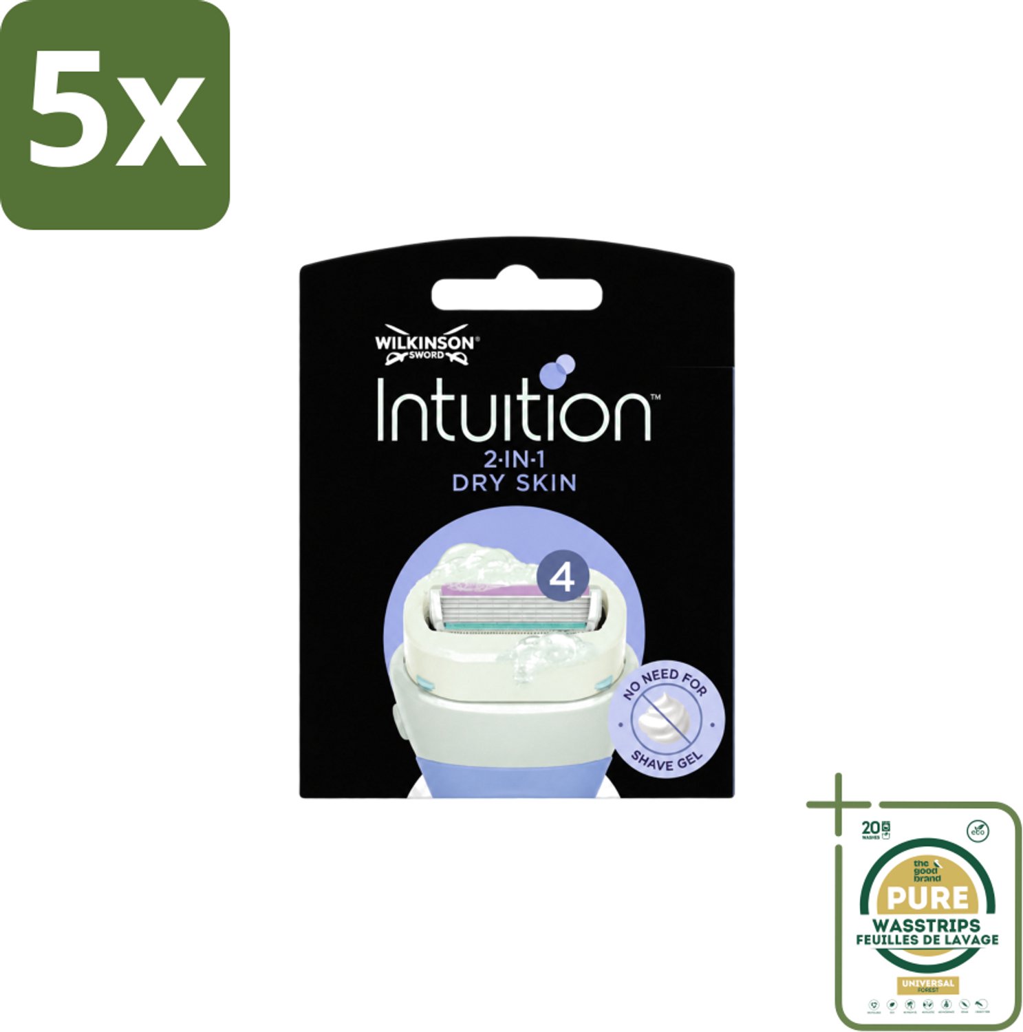 5 x Wilkinson – Scheermesjes – Intuition Dry Skin Coconut Milk & Almond Oil – 3 Scheermesjes - Wasstrips - Scheermesjes - Droge Huid - Kokosmelk - Amandelolie - Huidverzorging