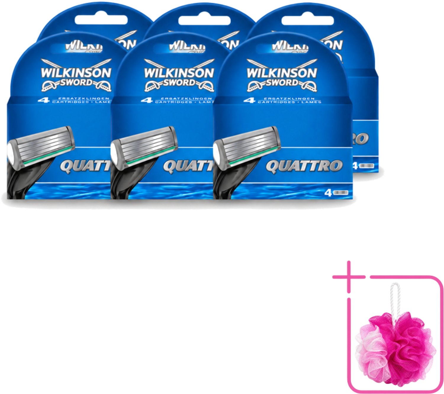 6 x Wilkinson - Navulmesjes Quattro - Met Precisietrimmer - 4 scheermesjes - Bulkverpakking - Scheermesjes - Douchemop - Navulmesjes