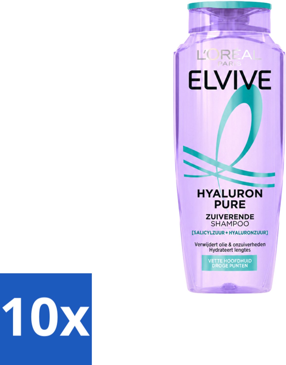 10 x L’Oréal Paris Elvive – Shampoo – Hyaluron Pure – Zuiverend – 250 ml - Voordeelverpakking - 10 stuks