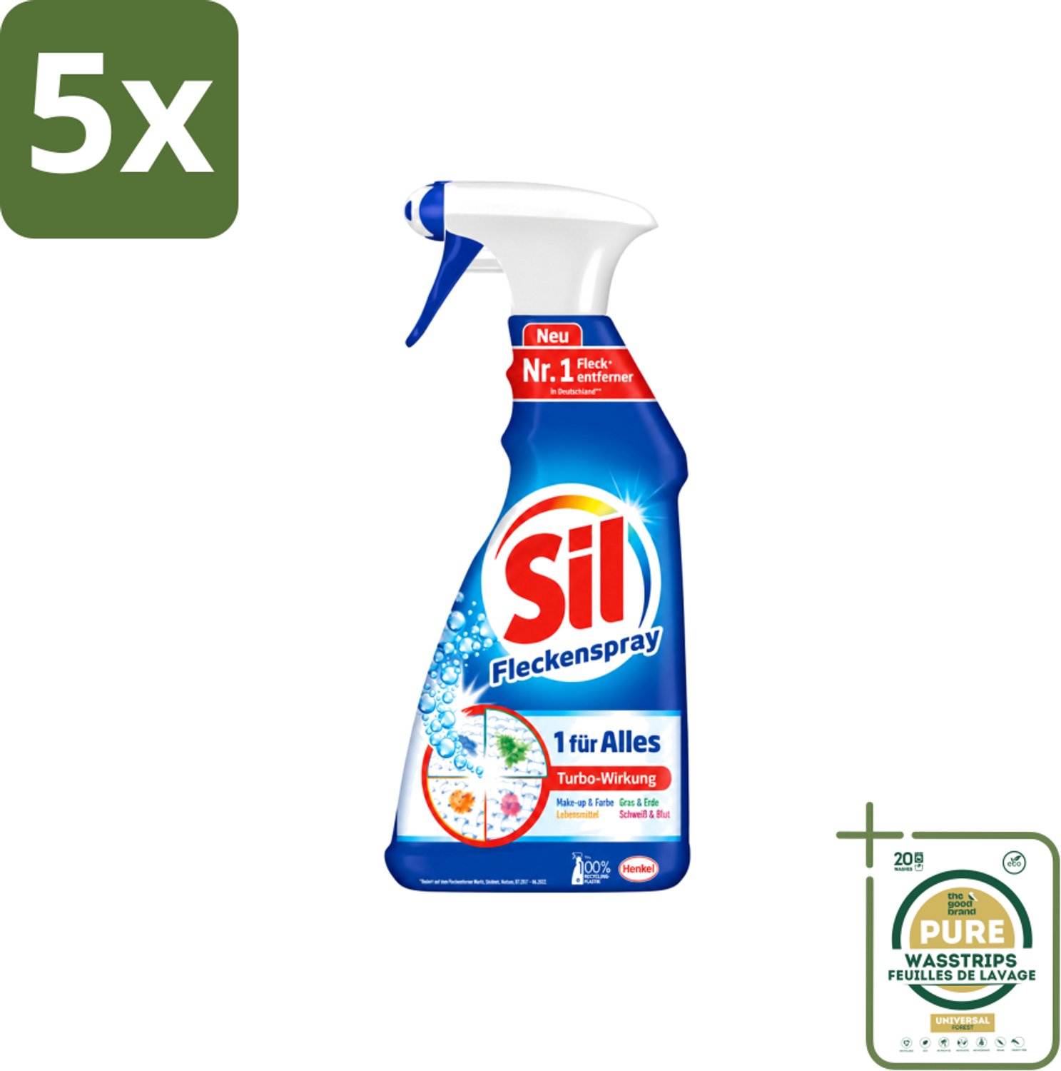 5 x Sil - Vlekverwijderaar - Spray - 500 ml - Wasstrips - Vlekverwijderaar - Wasmiddel - Stofverwijderaar - Vlekken Verwijderen - Wasmachine