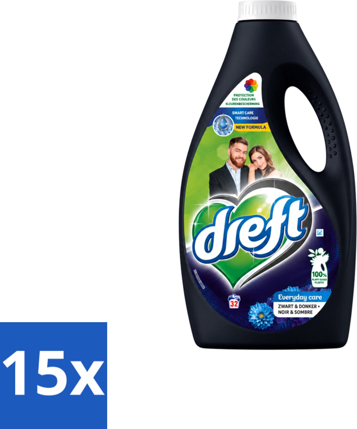 15 x Dreft – Vloeibaar Wasmiddel – Zwart & Donker – 32 Wasbeurten - Voordeelverpakking - 15 stuks
