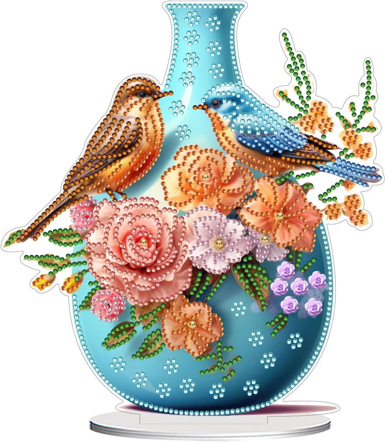 5D DIY Diamond Painting Tafeldecoratie voor Volwassenen, Blauwe Vaas Speciaal Gevormd Diamond Painting Staande Kunstset Gem Art Diamonds Art Tafel Ornamenten Beginner, Tafeldecoratie