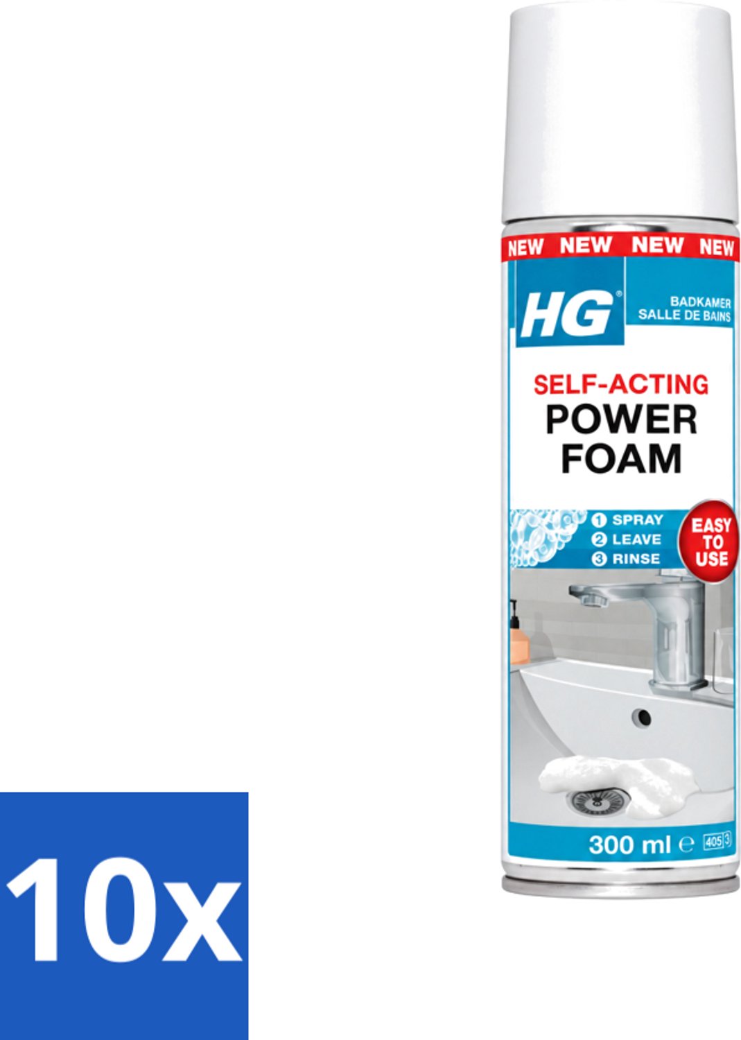 10 x HG - Badkamer - Badkamerreiniger - Power Foam Badkamer - Zelf-Activerend - 300 ml - Voordeelverpakking - 10 stuks