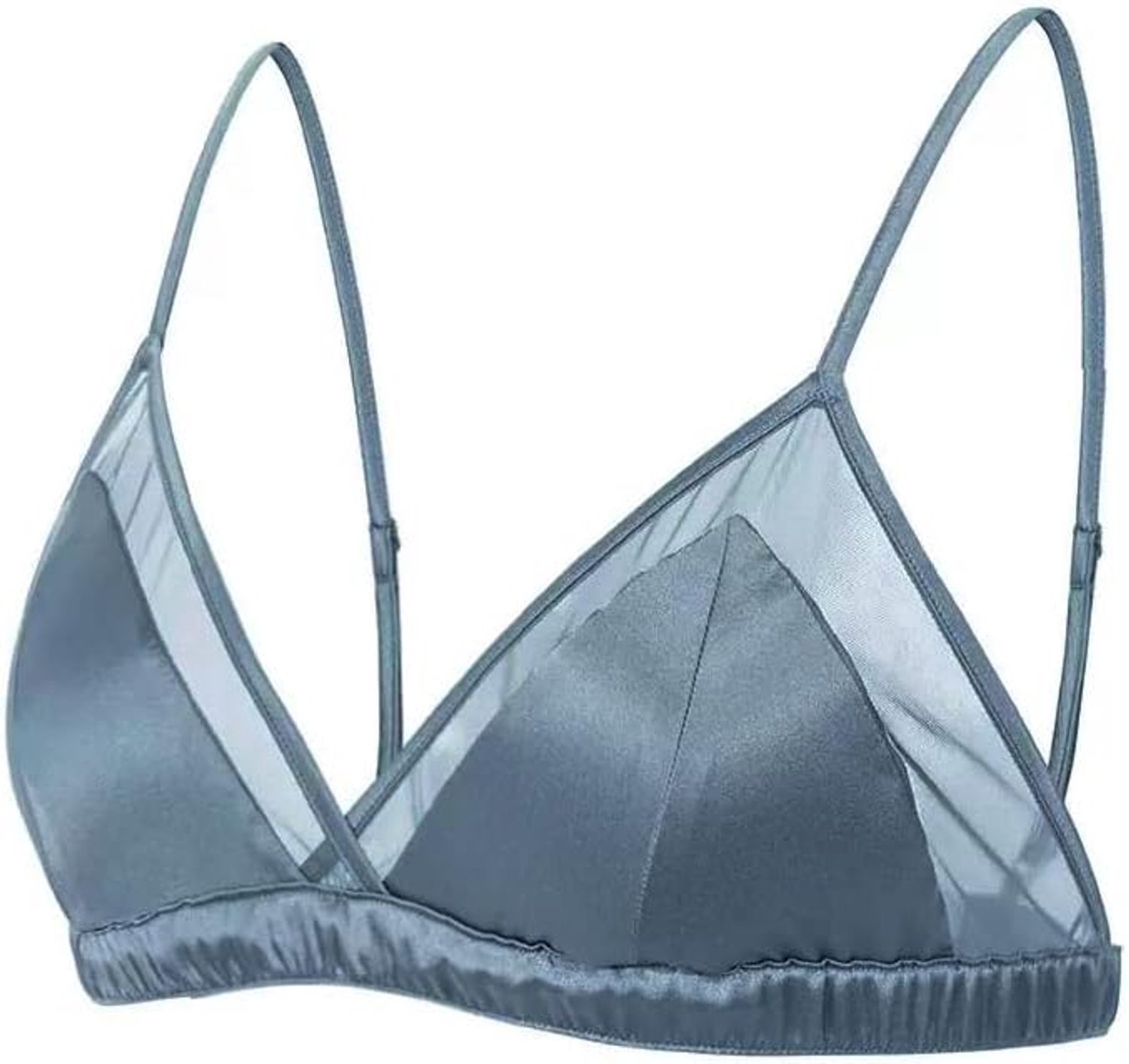 Satijn Driehoek Bralette Tops Zijde Draadloze BH BH Mesh Cami BH met Verwijderbare Pads