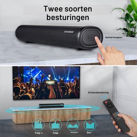 Soundbar Bluetooth 5.0 - 15 Watt Vermogen - 41 cm Lengte - ABS Materiaal - Voor TV En PC — afbeelding 4