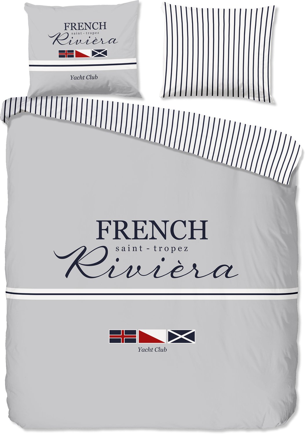 Pure dekbedovertrek franse riviera / maritiem - Lits jumeaux 240x200/220 cm - Grijs - Microvezel Grey