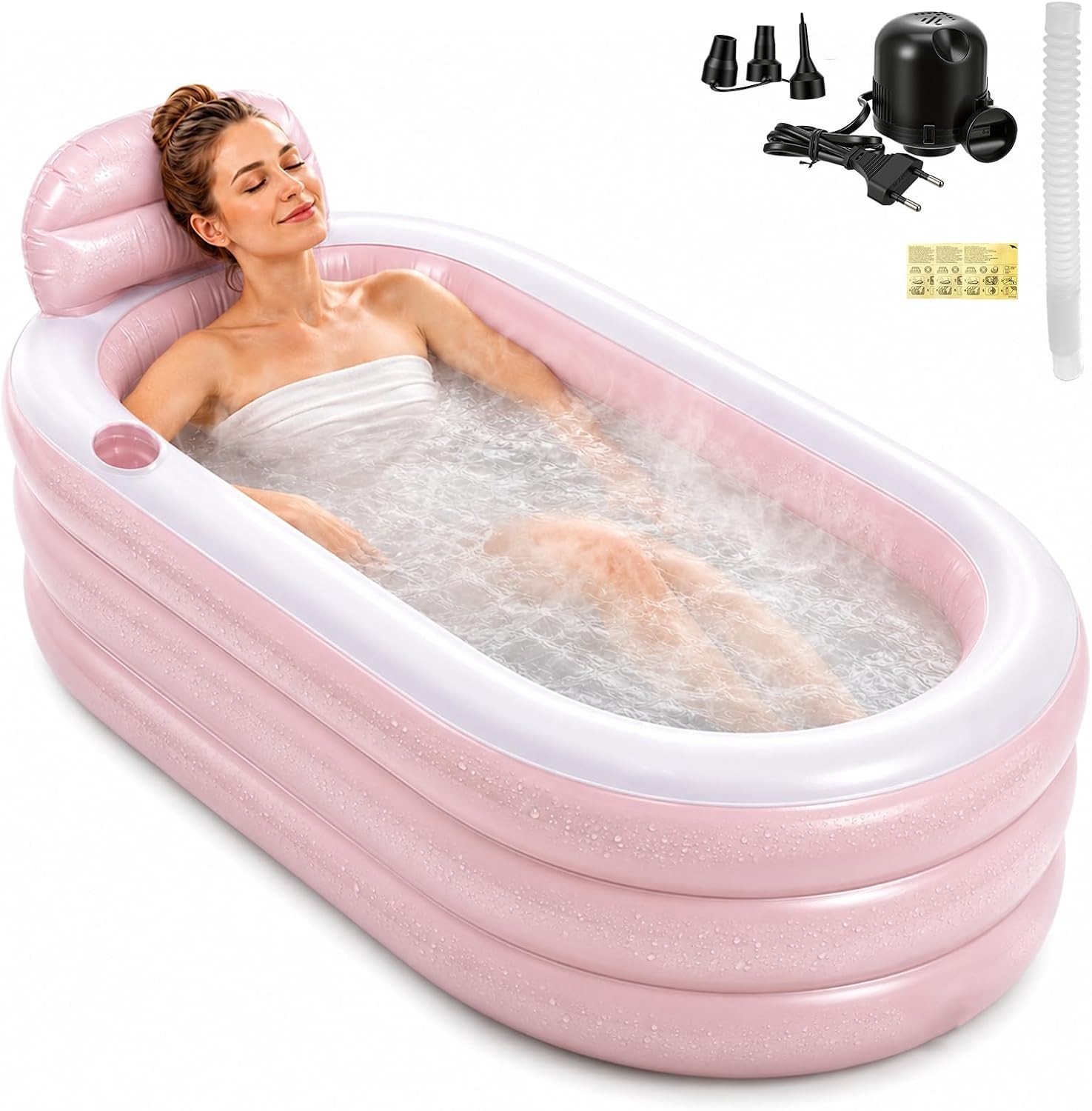 Opblaasbaar Bad - Roze - 160 x 85 cm - PVC Met AC Pomp - Voor Ontspanning en Herstel