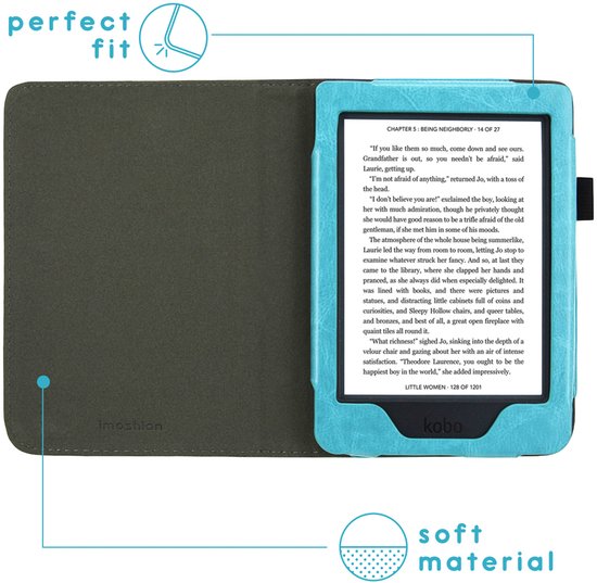 Hoesje geschikt voor Kobo Nia - iMoshion Vegan Leather Bookcase -Lichtblauw van iMoshion — afbeelding 3