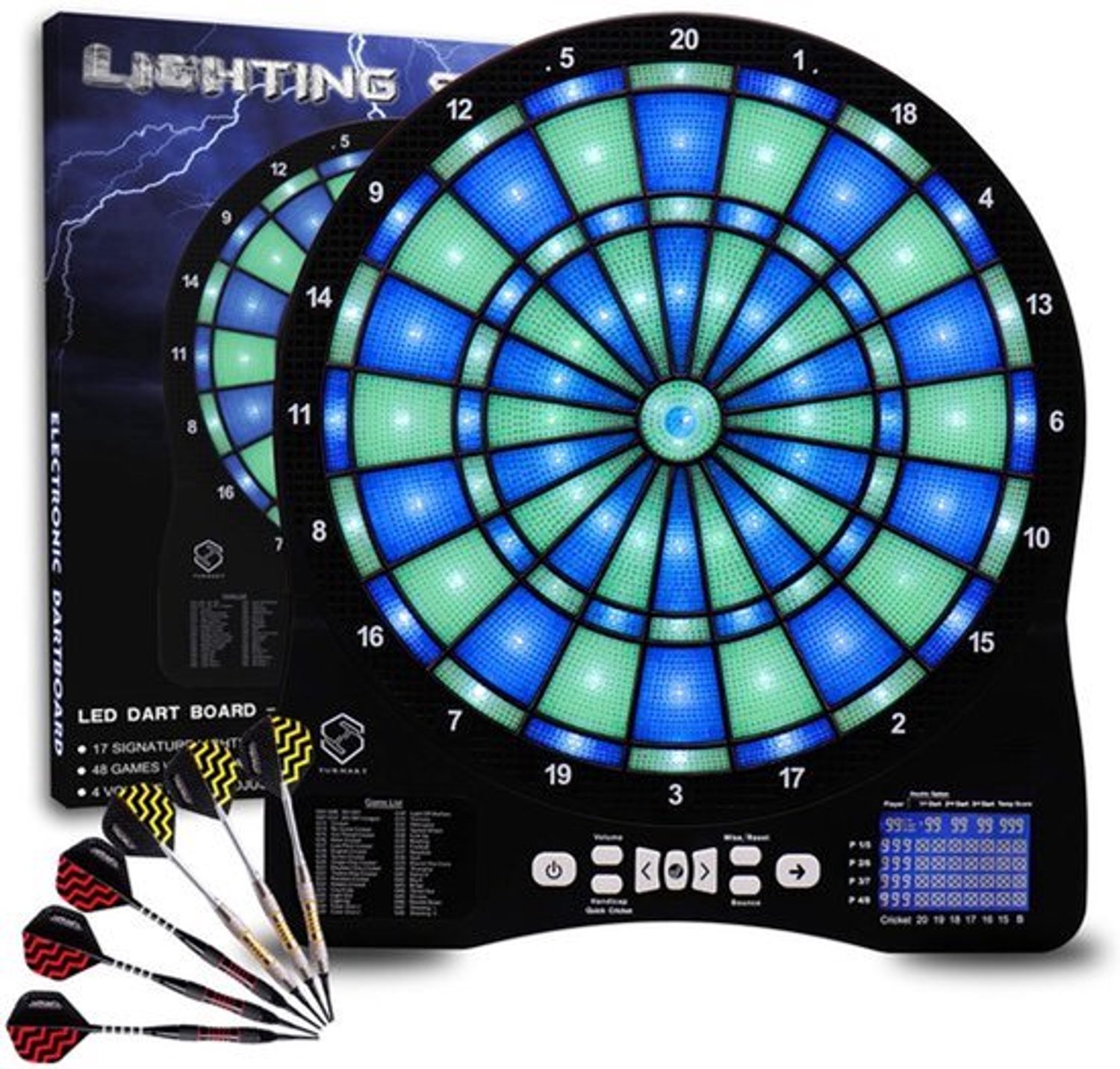 Dartbord Elektronisch - LED Verlichte Cijfers - 46,7 Cm Diameter - Polypropyleen - Voor Volwassenen