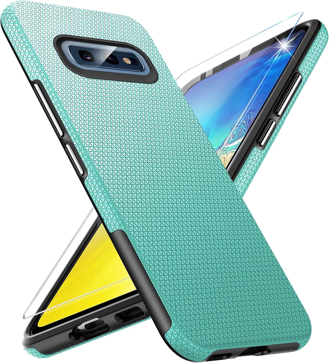 Hoes voor Samsung S10E met screenprotector, groen