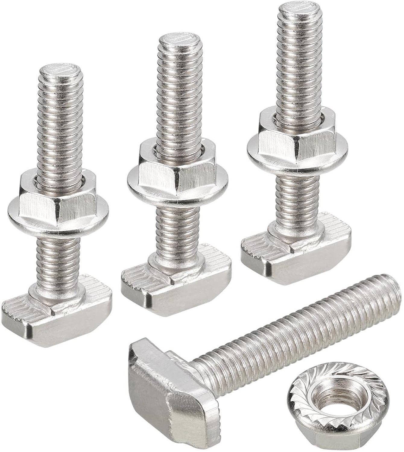 T-schroeven M6 x 35 mm - zeskantmoer M6 - 20 sets glijschroef met T-vormige pen - m-winkel