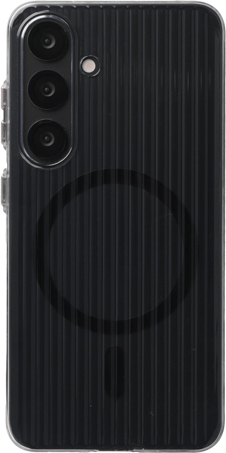 Accezz Hoesje - Geschikt voor Samsung Galaxy S25 - Lite Backcover met Magnetische Ring - Fluted - Smokey Clear