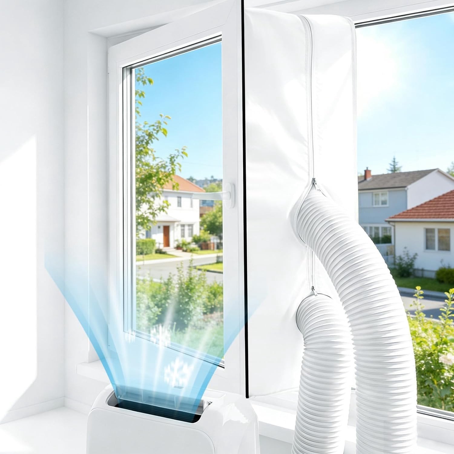 Raamafdichtingskit voor Mobiele Airco - 300 cm - Voor Afvoerslang van Airconditioners en Wasdrogers